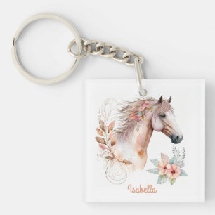 Llavero Bonito Watercolor Floral Boho Horario Keychain