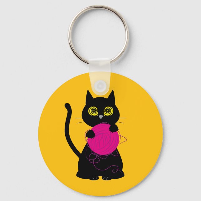 Llavero ¡BONKERS! Anillo de claves - 🧶 de punto + ⬛ de ‍  (Anverso)