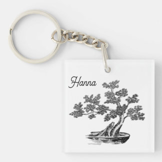 Llavero Bonsai - Estilo chino - blanco y negro