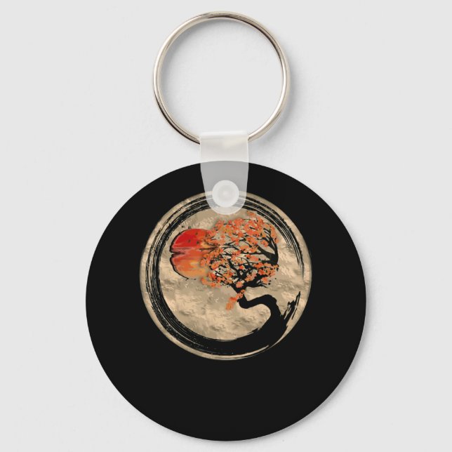 Llavero Bonsai Zen Budista Enso Círculo Árbol En Japonés (Anverso)