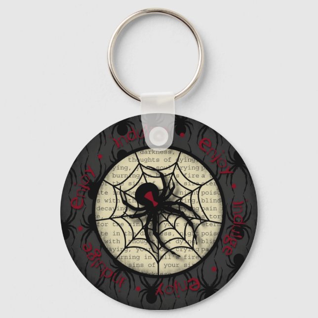 Llavero Boo Black Widder Spider y Creepy Text para Hallowe (Anverso)
