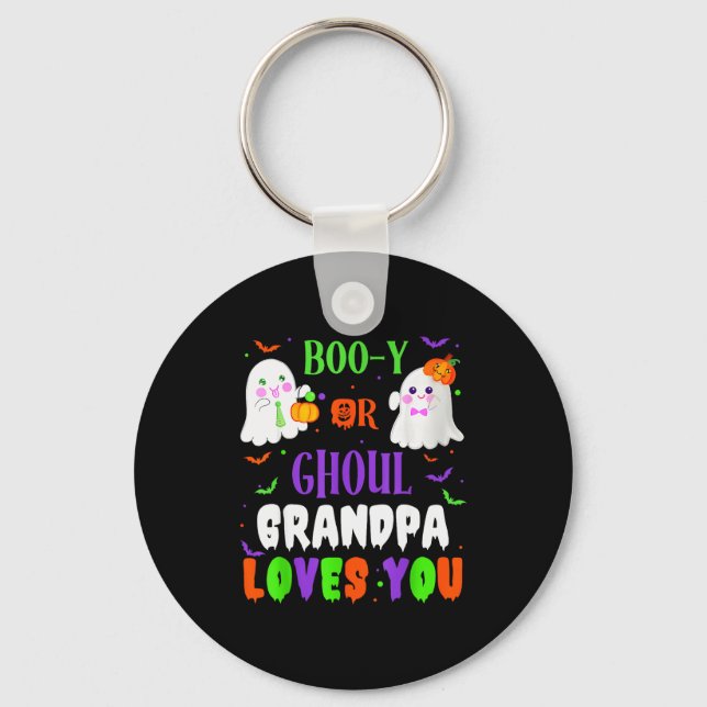 Llavero Boo-y Or Ghoul Grandpa Loves You Boo Halloween Bab (Anverso)