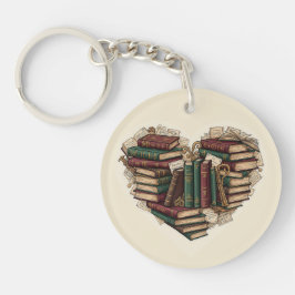 Llavero Book Heart Keychain | Vintage Bibliophile Gift