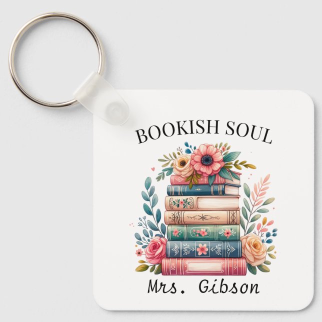 Llavero Bookish Soul Book Lover Bookworm Editable Keychain (Anverso)