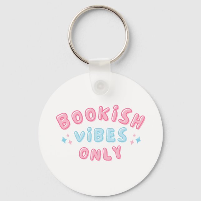 Llavero Bookish Vibes Only Cute Typography Groovy (Anverso)