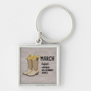 Llavero Boots Florales Flor de Nacimiento Mes/ Marzo Daffo