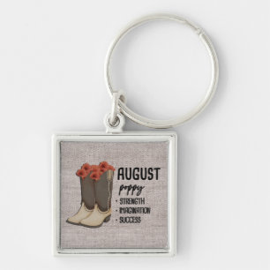 Llavero Boots Florales Nacimiento Mes Flor/Agosto Poppy