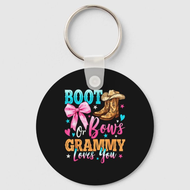 Llavero Boots Or Bows Grammy Loves You Gender Reveal Famil (Anverso)