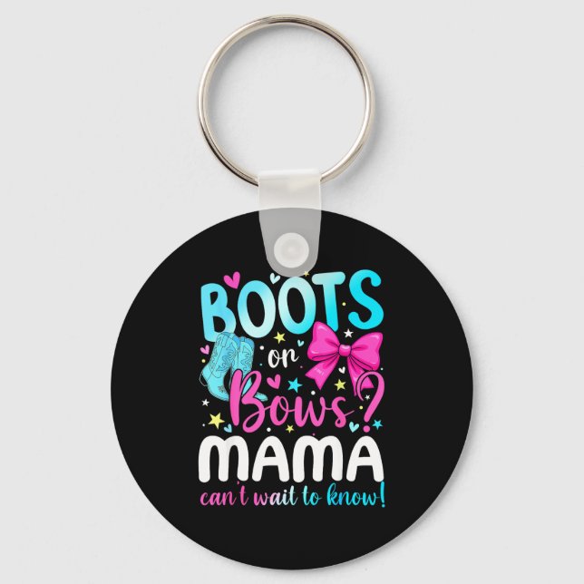 Llavero Boots Or Bows Mama Loves You Gender Reveal Party  (Anverso)