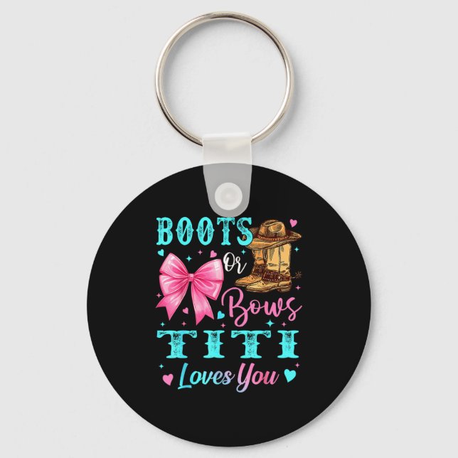 Llavero Boots Or Bows Titi Loves You Gender Reveal Family  (Anverso)