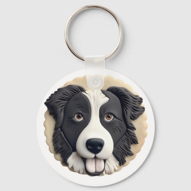 Llavero Borde de Perro Collie 3D inspirado (Anverso)