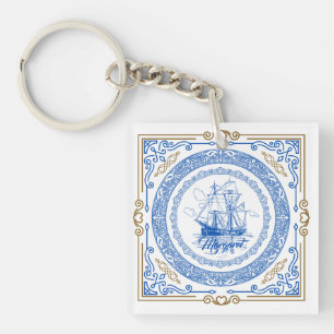 Llavero Borde decorativo del antiguo barco azul real