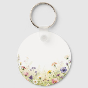 Llavero Borde floral pastel de pradera de flores silvestre