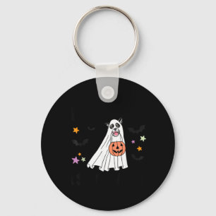 Llavero Border Collie Boo Perro Halloween Blanco Y Negro