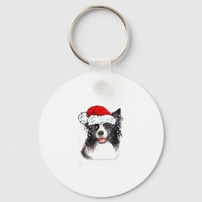 Llavero Border Collie Dog Santa Christmas Lights Xmas Boys (Anverso)
