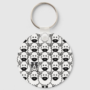 Llavero Border collie en las ovejas