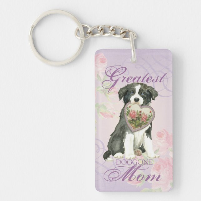 Llavero Border Collie Heart Mom (Frente)