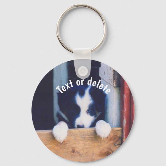 Llavero Border Collie Puppy Dog Personalized (Anverso)