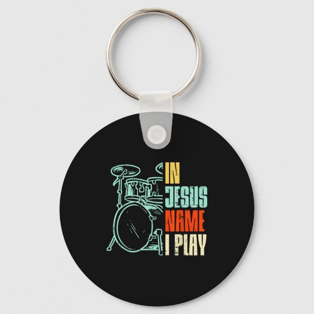 Llavero Boredkoalas Jesus Name I Play Drums - Men, Boys -  (Anverso)