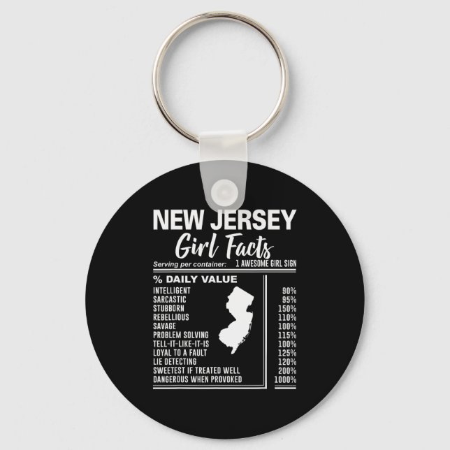 Llavero Born In New Jersey - New Jersey Girl Facts  (Anverso)