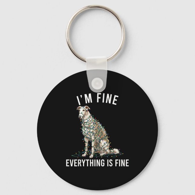 Llavero Borzoi Christmas I'm Fine Everything Is Fine  (Anverso)