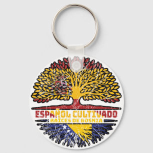 Llavero Bosnia bosnio España español raíces árbol bandera