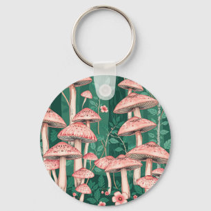 Llavero Bosque de Hongos Rosados Patrón Woodland Naturecor