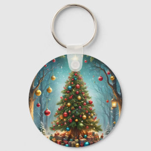 Llavero Bosque Encantado de Navidad: Árbol con Adornos