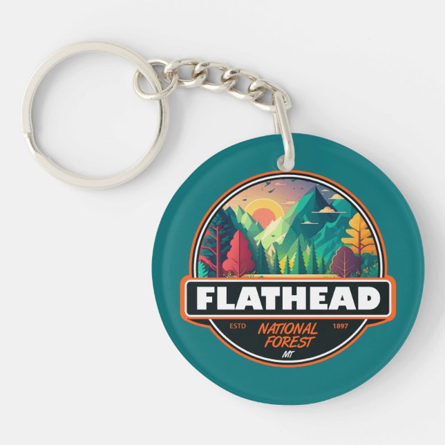Llavero Bosque nacional Flathead Montana Emblem (Frente)