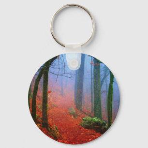 Llavero Bosque Pintado Niebla Azul de Otoño