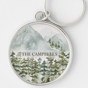 Llavero Bosque y Montaña Acuarela de la Naturaleza
