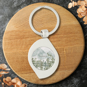 Llavero Bosque y Montaña Naturaleza Acuarela