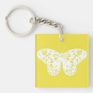 Llavero Bosquejo de la mariposa, oro de la mostaza y