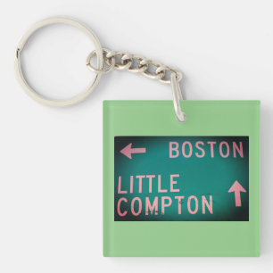 Llavero Boston, Little Compton, RI Vintage Rótulo