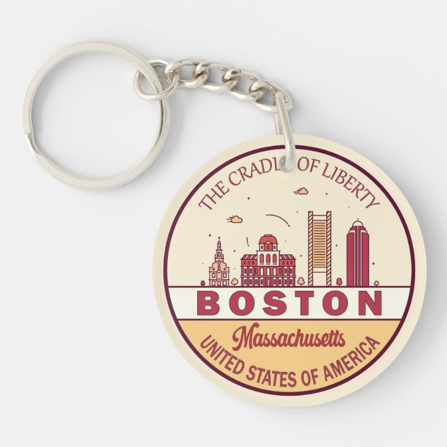 Llavero Boston Massachusetts City Skyline Emblem (Frente)