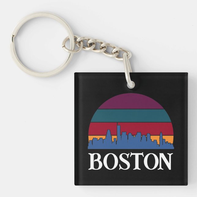 Llavero Boston Massachusetts Vintage Cityscape (Frente)