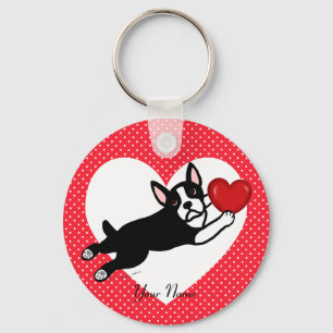 Llavero Boston personalizada Terrier y corazón