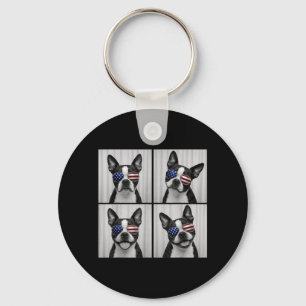 Llavero Boston Terrier 4 De Julio Bandera Americana Perro