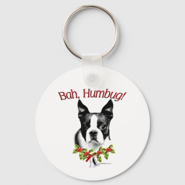 Llavero Boston Terrier Bah Humbug (Anverso)