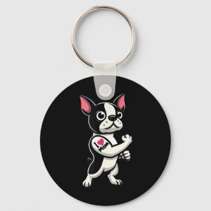 Llavero Boston Terrier I Love Mom Funny Dog Tattoo