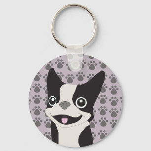 Llavero Boston Terrier, lavanda púrpura