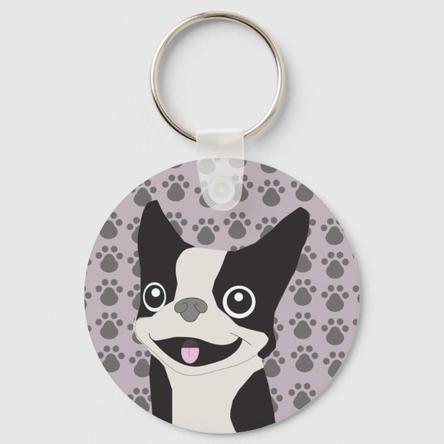 Llavero Boston Terrier, lavanda púrpura (Anverso)