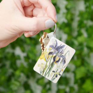 Llavero Botánica Floral Vintage, Flores Iris Jardín