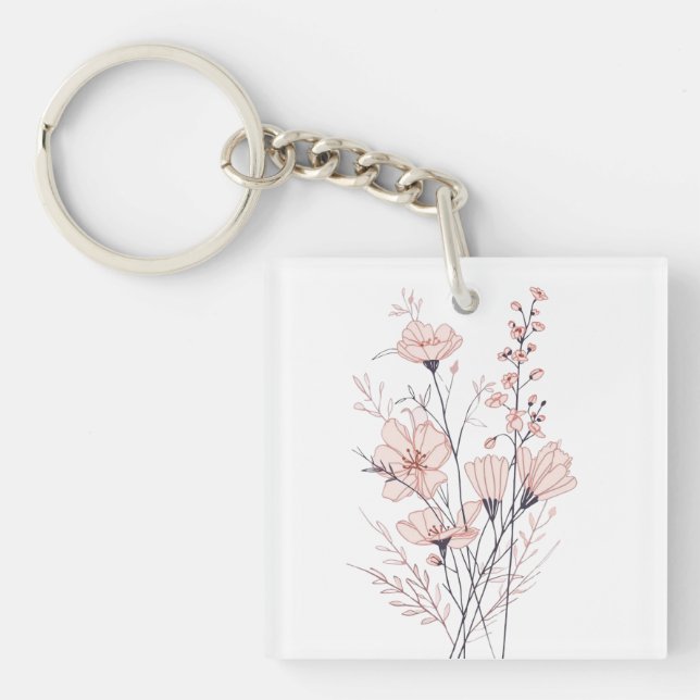Llavero Botanical Floral Illustration | Minimal Nature Aes (Frente)
