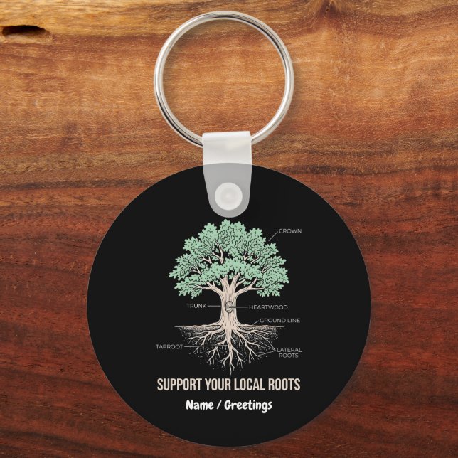 Llavero Botanical Tree Anatomy Support Your Local Roots (Anverso)