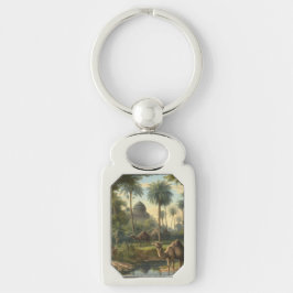 Llavero Botánico: dromedarios en la selva cerca de un río