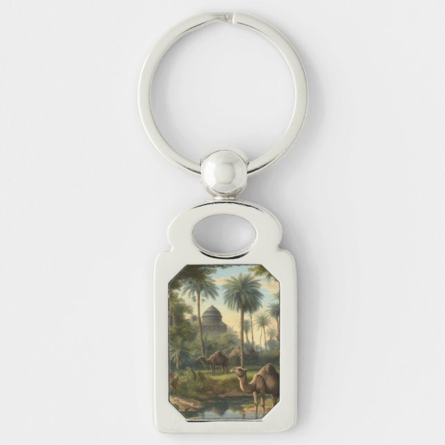 Llavero Botánico: dromedarios en la selva cerca de un río (Anverso)