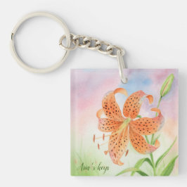 Llavero Botánico Elegante Personalizado de Lirio de Tigre