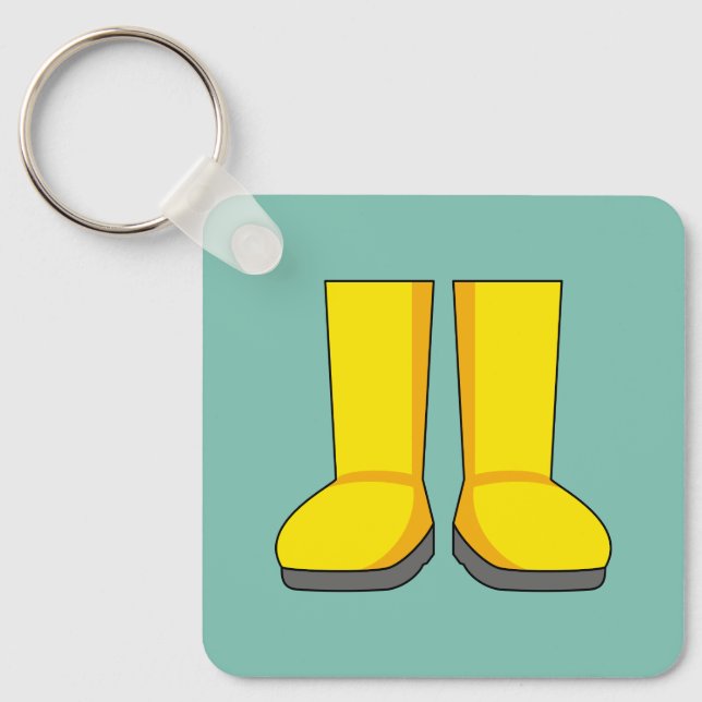 Llavero Botas de lluvia amarillas de goma (Anverso)