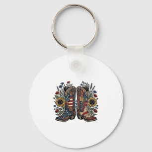 Llavero Botas de vaquero patrióticas Camisa floral de gira